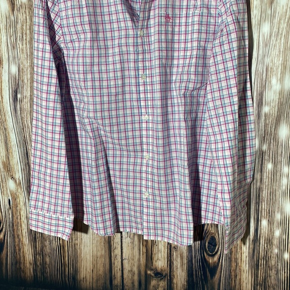 An Original Penguin Button Shirt Men's Pink Plaid Long Sleeve 100% Cotton XL - Picture 2 of 11